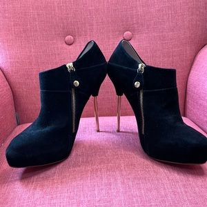 OBSESSION RULES CASI BLACK SUEDE STILETTO ANKLE BOOTIE